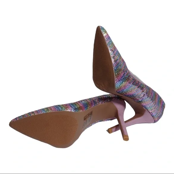 PINK and blue sequin closed toe pumps by Shoe Republic LA various sizes - Picture 10 of 12